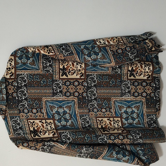 Allison Dailey Button Front Long Sleeve V Neck Multicolor Blouse Size 16 - Picture 6 of 11